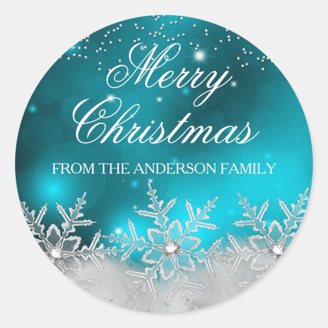 Sticker de Noël Turquoise Crystal Snowflake (Devant)