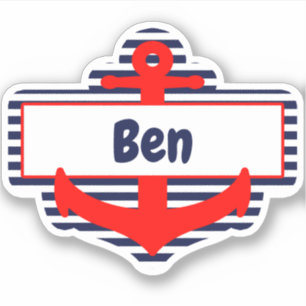 Sticker de nom d'Ancre rouge et bleu marine pour l