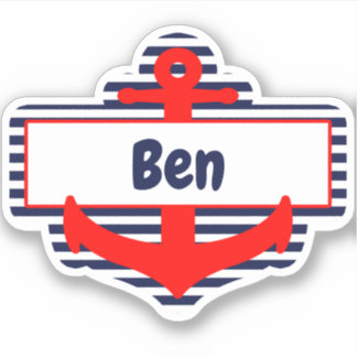 Sticker de nom d'Ancre rouge et bleu marine pour l