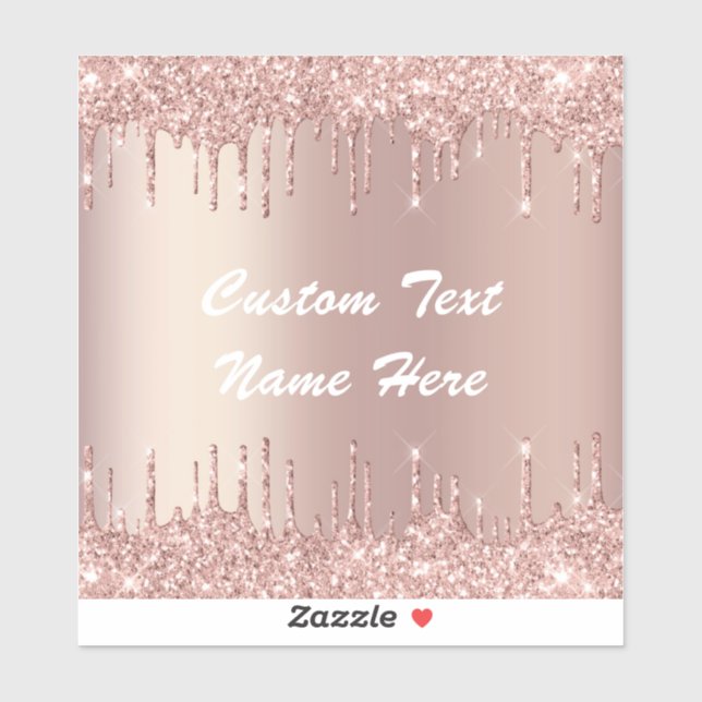 Sticker de nom de texte personnalisé rose Gold Par (Feuille)