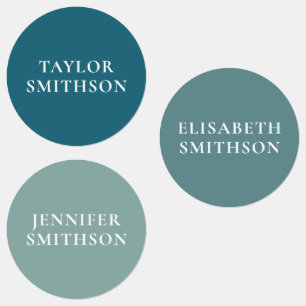 Sticker de nom personnalisé Turquoise bleu simple
