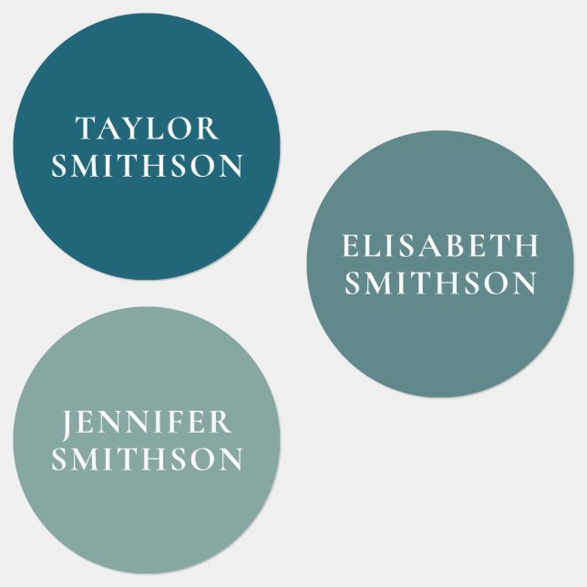 Sticker de nom personnalisé Turquoise bleu simple (Groupe)