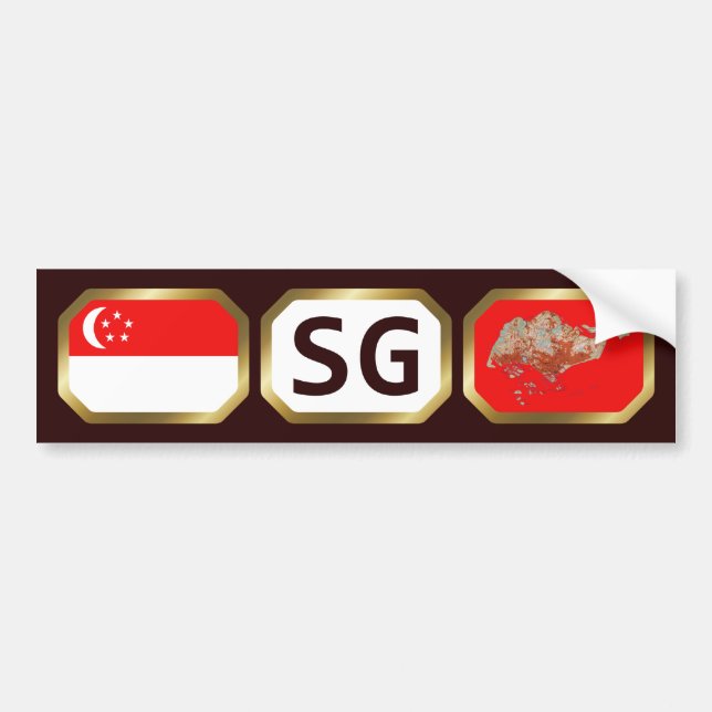 Sticker de pare-chocs de la carte du drapeau de Si (Devant)