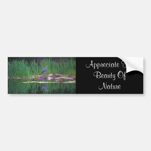 Sticker de pare-chocs de la nature de Blue Heron A (Devant)