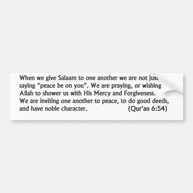 Sticker de pare-chocs de message Salaam (Devant)