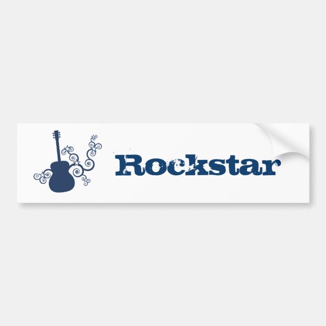 Sticker de pare-chocs Rockstar Guitar, Royal Blue (Devant)