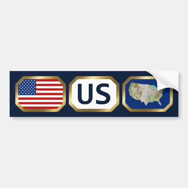 Sticker de pare-chocs USA Flag Map (Devant)