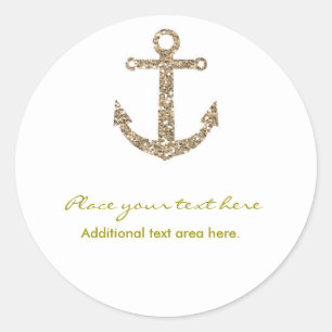 Sticker de Parties scintillant d'or Ancre nautique