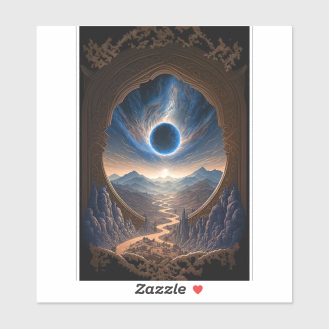 Sticker de paysage de l'espace Imaginaire cosmique (Feuille)