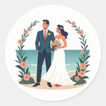 Sticker de plage Vintage Wedding