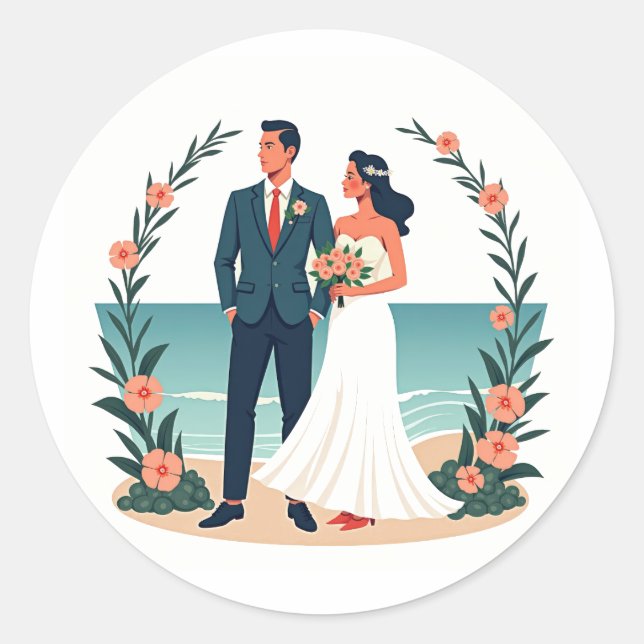 Sticker de plage Vintage Wedding (Devant)