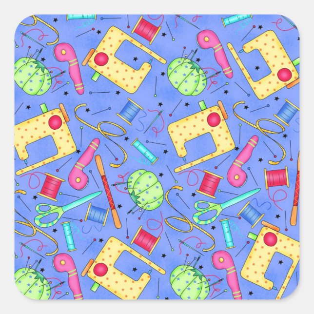 Sticker de points de couture bleu périphérique (Devant)