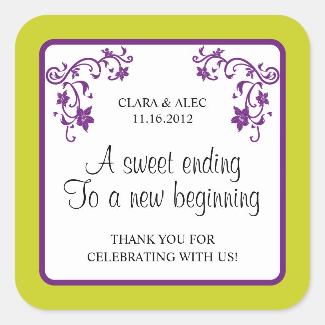 Sticker de préférence de mariage floral (Devant)