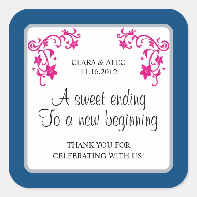 Sticker de préférence de mariage floral (Devant)