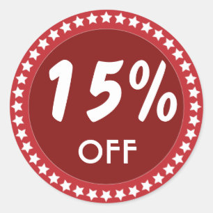 Sticker de réduction de 15 % sur les ventes Red
