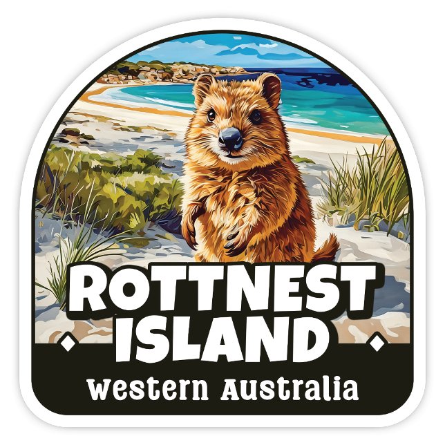 Sticker de Rottnest Island, Australie occidentale (Rottnest Island Western Australia Quokka arch shaped destination sticker)