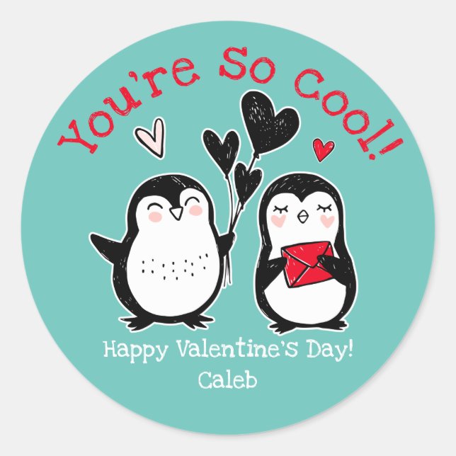 Sticker de Saint-Valentin Doodin Penguin (Devant)