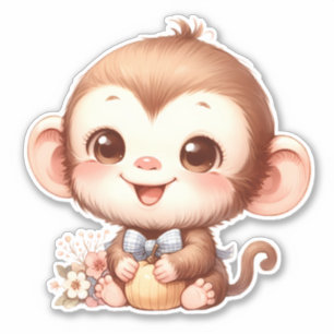 Sticker de scrapbooking personnalisé singe