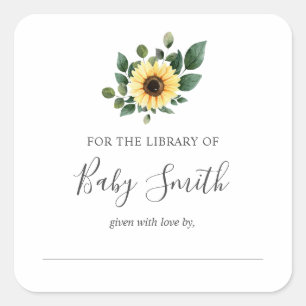 Sticker de tournesol plaque baby shower