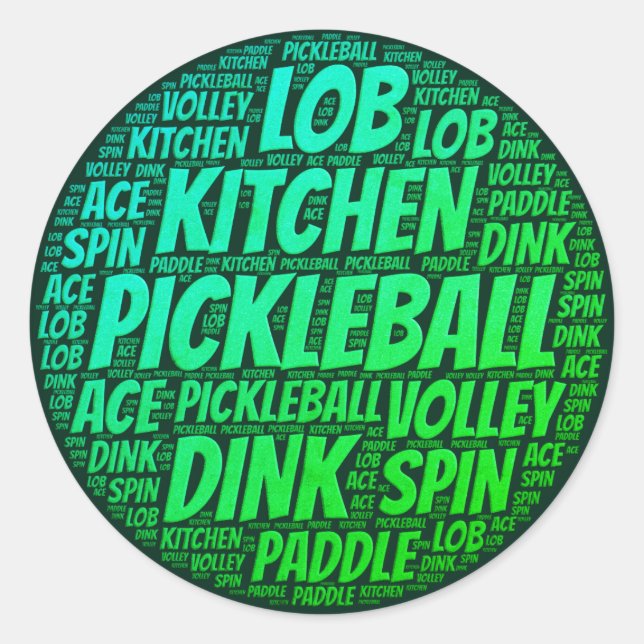 Sticker de typographie de Pickleball Vert (Devant)