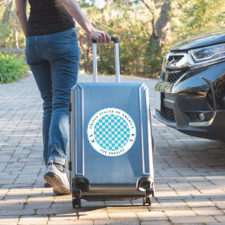 Sticker de vacances en damier bleu clair et beige