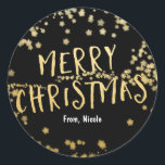 Sticker de vacances Gold & Black MERRY CHRISTMAS S<br><div class="desc">Sticker de vacances Gold & Black MERRY CHRISTMAS Stars.</div>