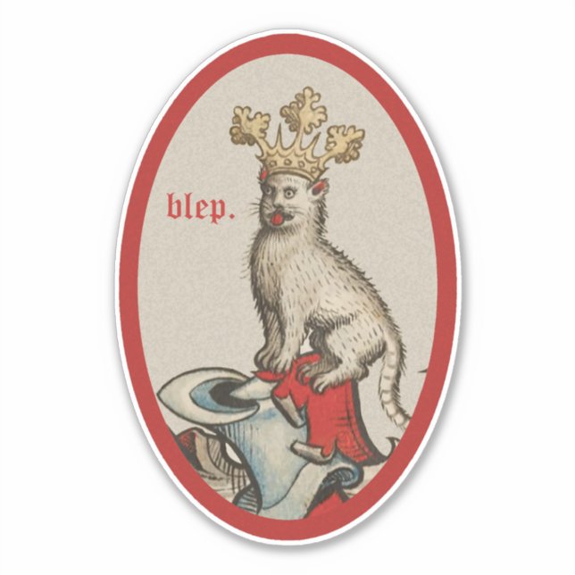 Sticker de vinyle "Blep" médiéval (Devant)