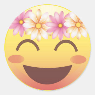 Sticker de visage Emoji Blushing Couronne Fleur