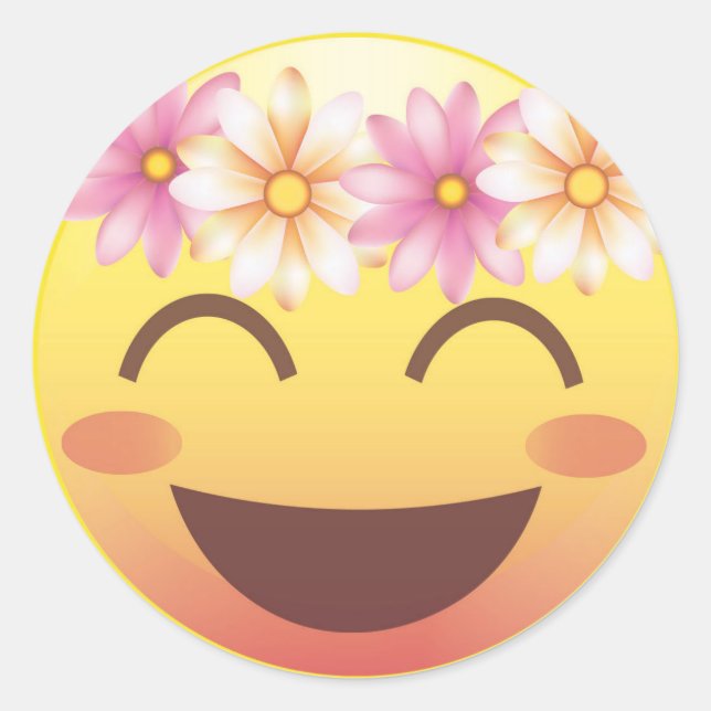 Sticker de visage Emoji Blushing Couronne Fleur (Devant)