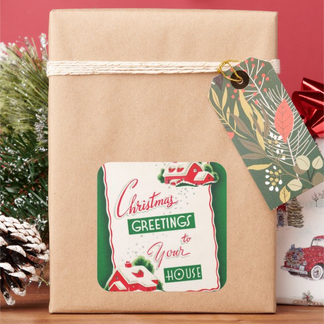 sticker de voeux de Noël rétro vintage (vacances)