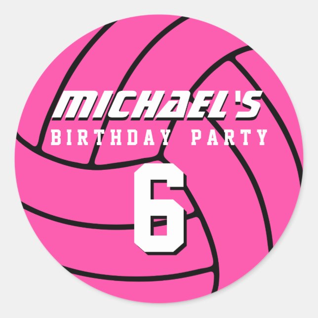 Sticker de volley-ball rose Sports Anniversaire de (Devant)