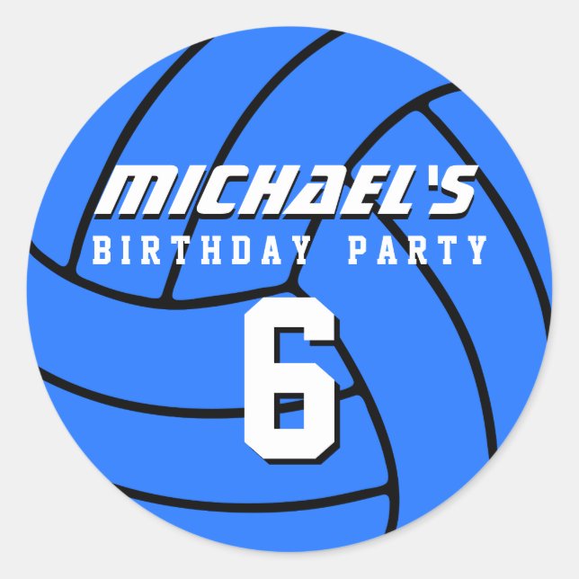 Sticker de volleyball bleu Sports anniversaire de  (Devant)