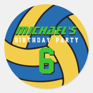 Sticker de volleyball bleu Sports Anniversaire de
