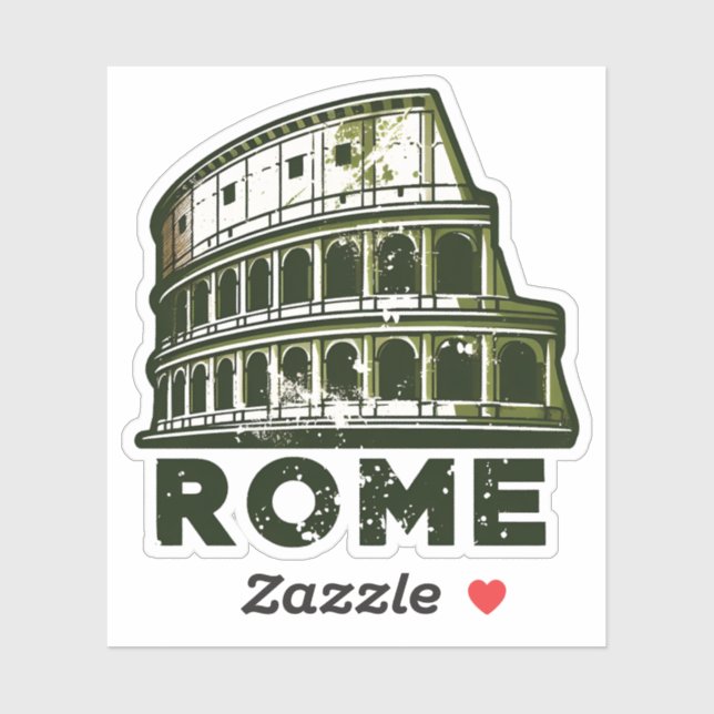 Sticker de voyage de Rome avec Lan italien Iconiqu (Feuille)