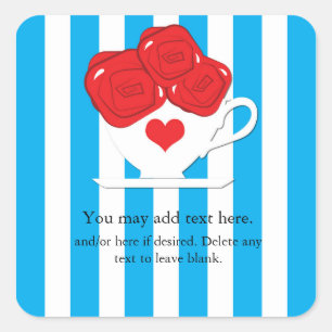 Sticker de Wonderland Whimsical Tea Cup Red Roses