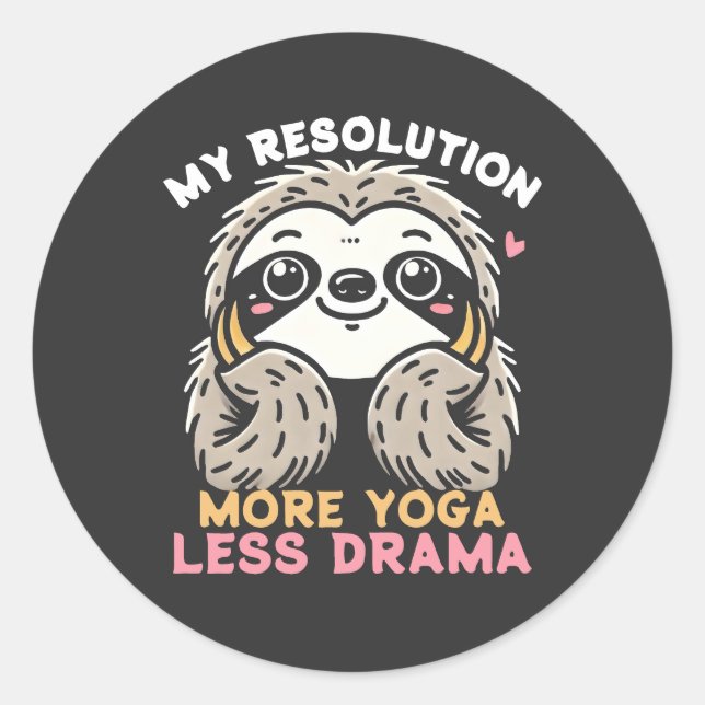 Sticker de Yoga Sloth - Plus de Yoga moins de dram (Devant)