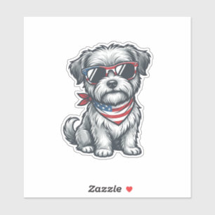 Sticker Débardeur à gravure vintage avec chien hirsute pat