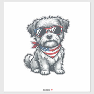 Sticker Débardeur vintage à gravure de chien hirsute patri