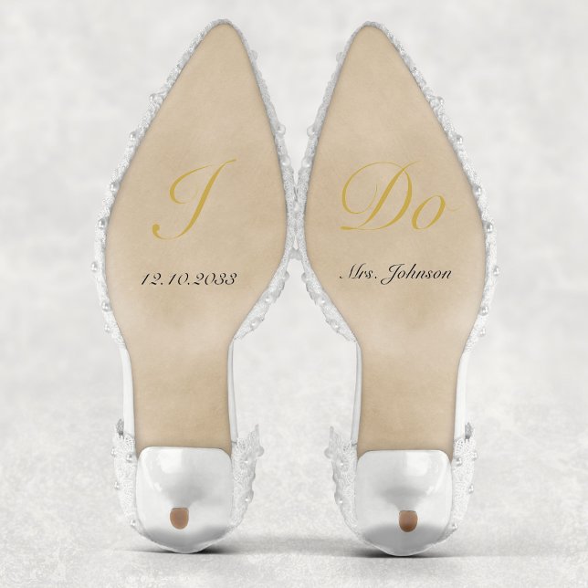 Sticker Décal de chaussure Mariage Gold I Do personnalisé (Personalized Gold I Do Wedding Shoes Decal
)