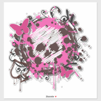 Sticker Décalage crâne rose