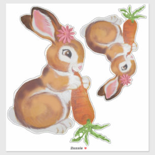 Sticker Décor vintage de lapin lapin en bois