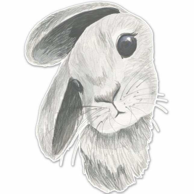 Sticker Décoration de chambre pour bébé lapin curieux (Devant)