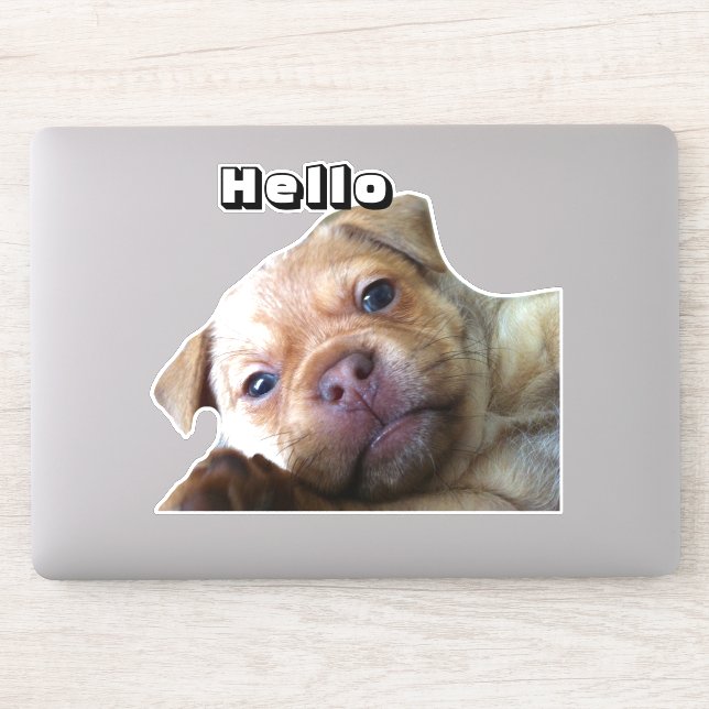 Sticker Décoration de téléphone Chiot Mignon Dit Bonjour (Ordinateur)