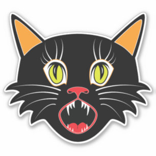 Sticker Décoration vintage Halloween Chat Noir II