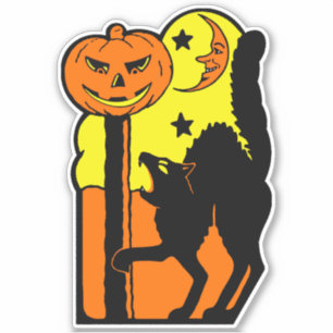 Sticker Décoration vintage Halloween Howling Chat noir