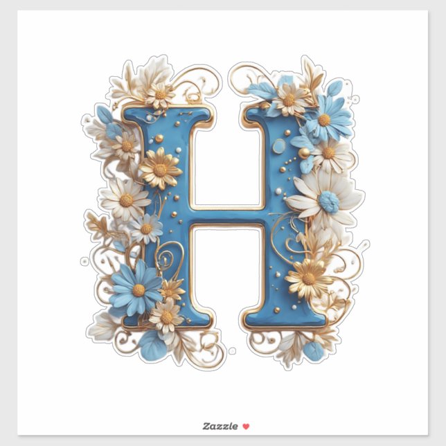 Sticker Decorative Letter H With Blue Enamel (Feuille)