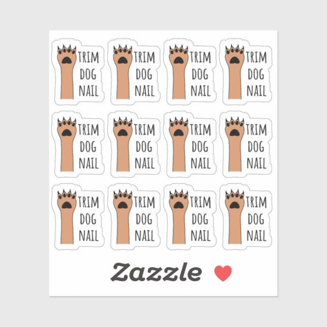 Sticker Découper les ongles de chien Clipping ongle rappel (Feuille)