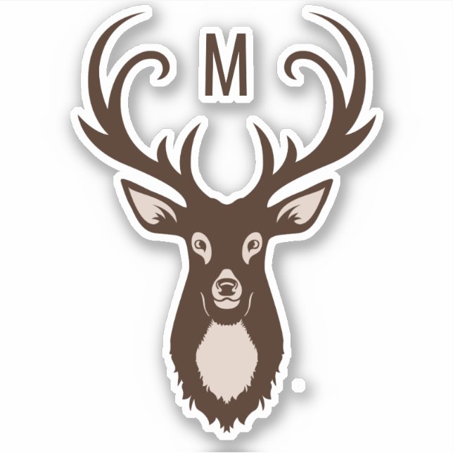 Sticker Deer avec votre monogramme (Devant)