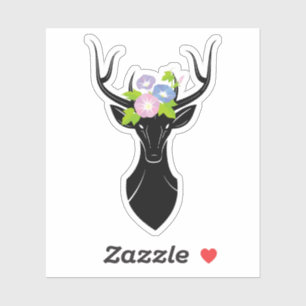 Sticker Deer Silhouette Matin Fleurs de gloire Art animal