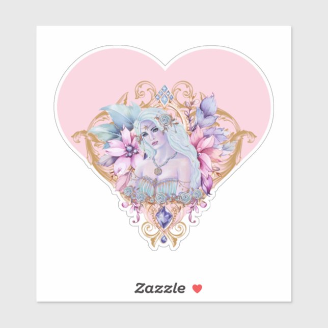 Sticker Déesse Aphrodite des roses d'amour par Renée (Feuille)
